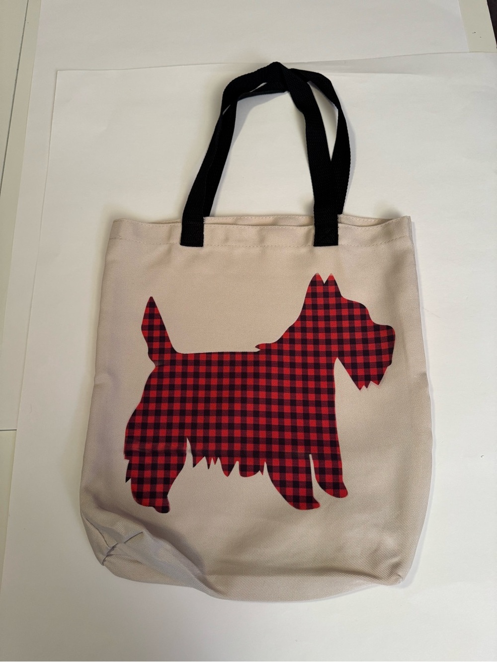 Scottish Terrier Canvas Dog Silhouette Tote Bag with Red Plaid Scottie - Picture 4 of 8